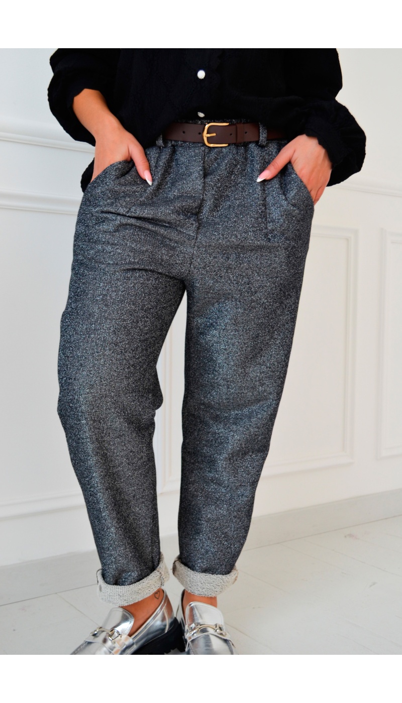 Pantalon Paillettes Argentées JADE  - 1