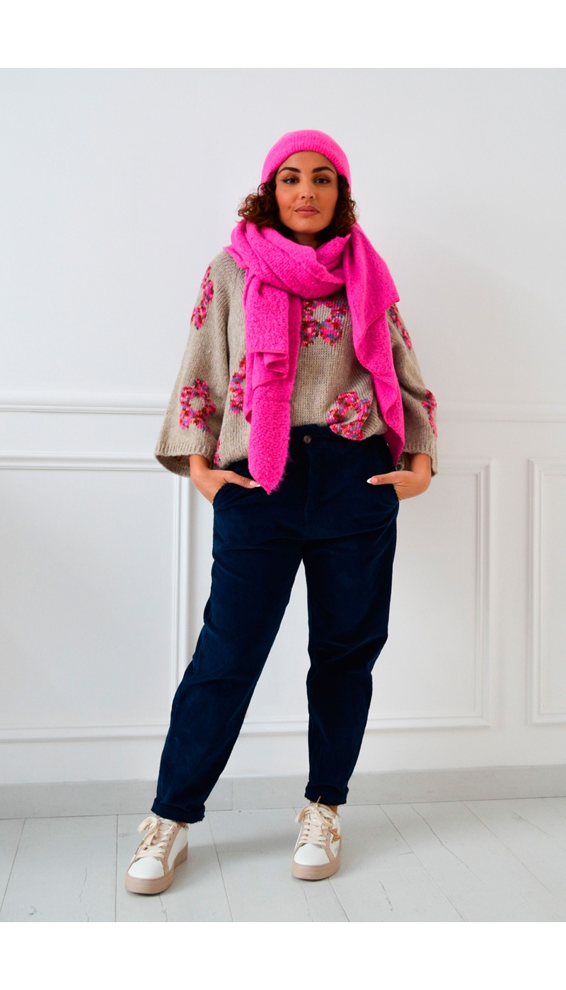 Pantalon Velours Marine PEACH  - 1