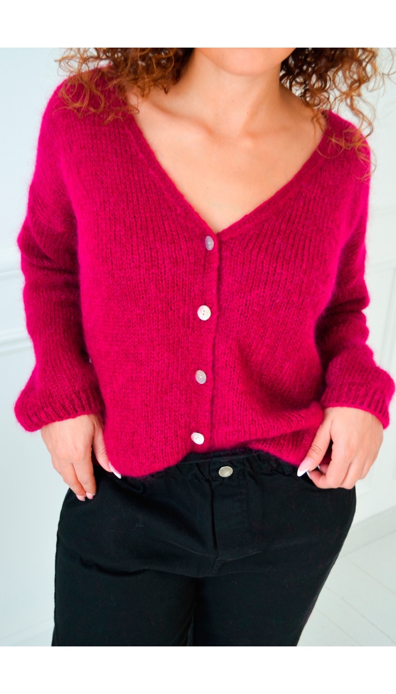 Gilet Maille Rose ELLA  - 1