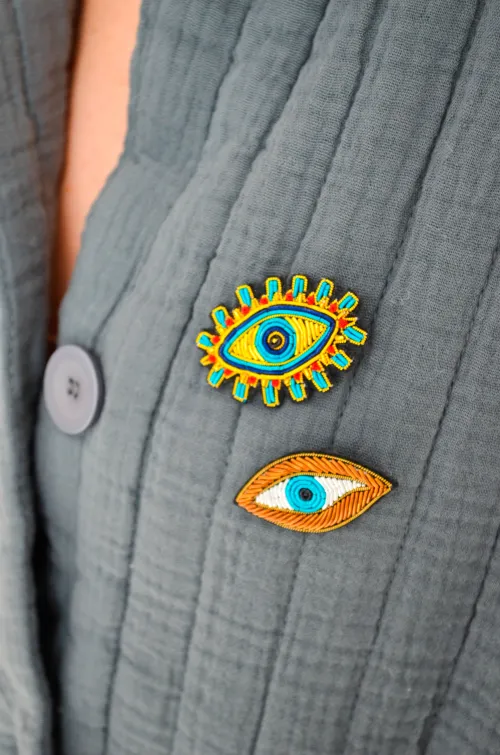 Broche Ojo Amarillo Turquesa LILOU  - 1