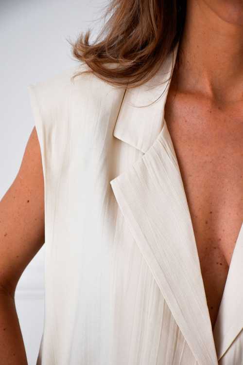Blazer Sans Manches Ecru Banditas AVALON  - 4