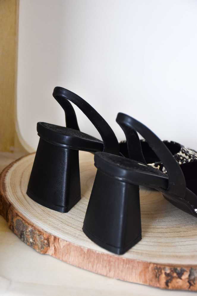 Sandales Talons Pointu Ecru Noir