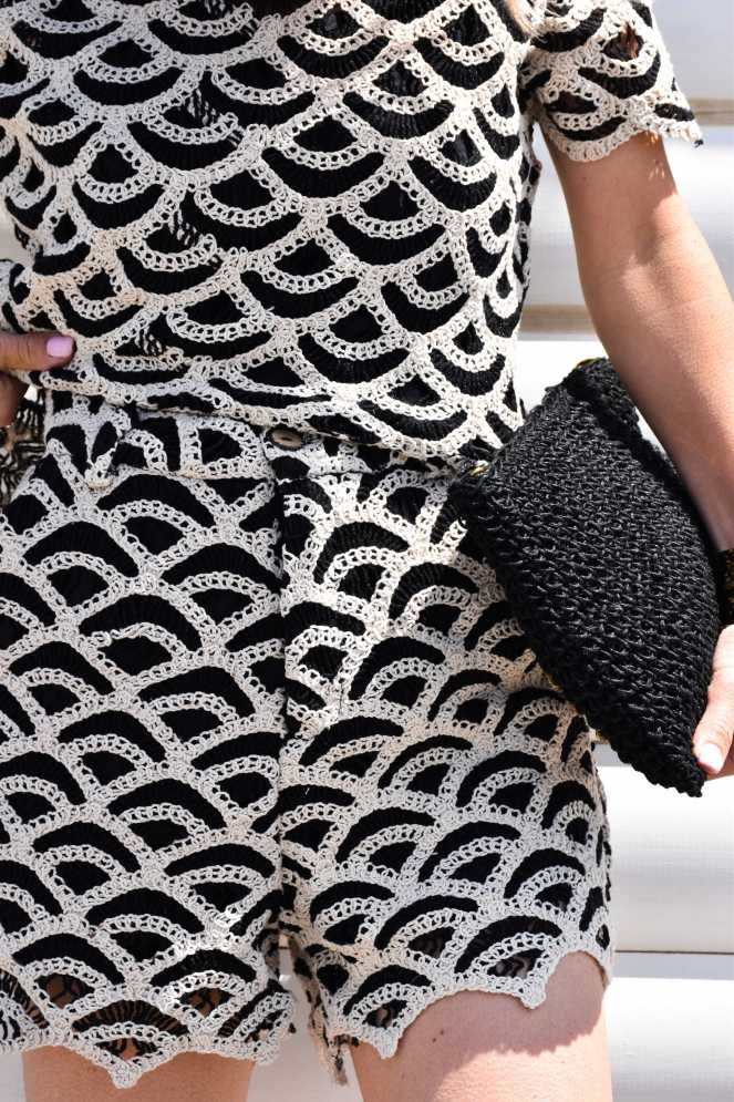 DORINE Black Beige Macramé Shorts Noho - 4
