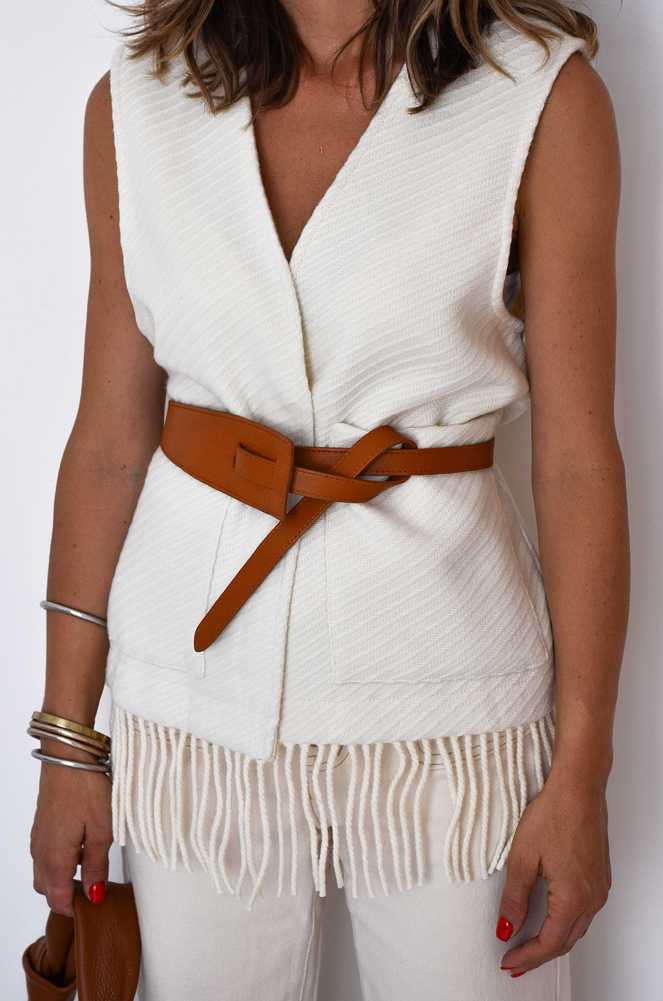 Gilet Ecru Franges FLAVIA Noho - 3