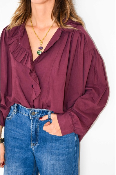 Chemisier Volants Pourpre CECILE Noho - 1 | HAUTS 2