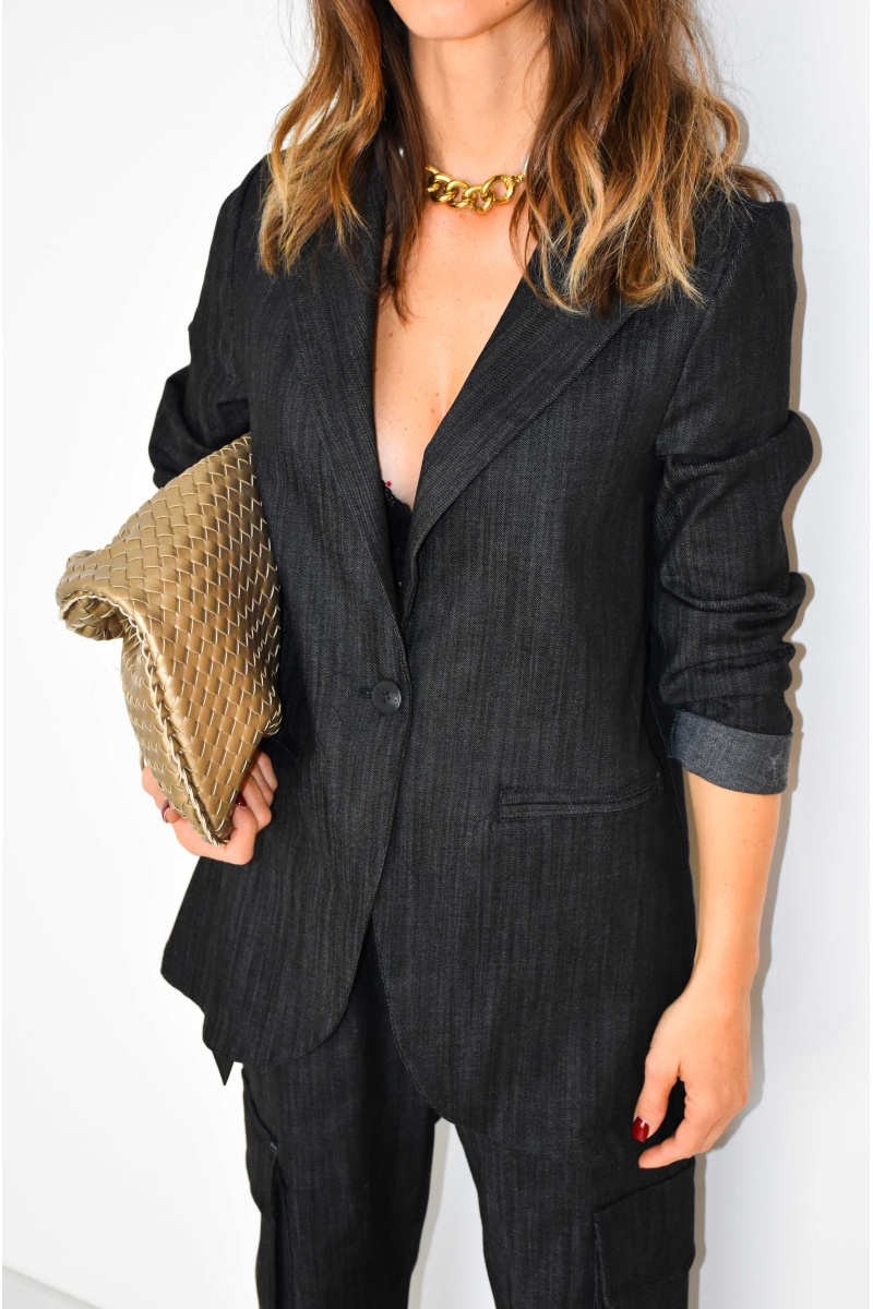 minth srl DENIM NOIR VESTES FEMME Noho - 1