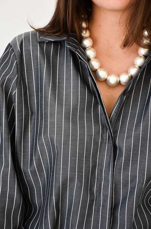 Chemise Rayée Grise MATHILDE Noho - 4