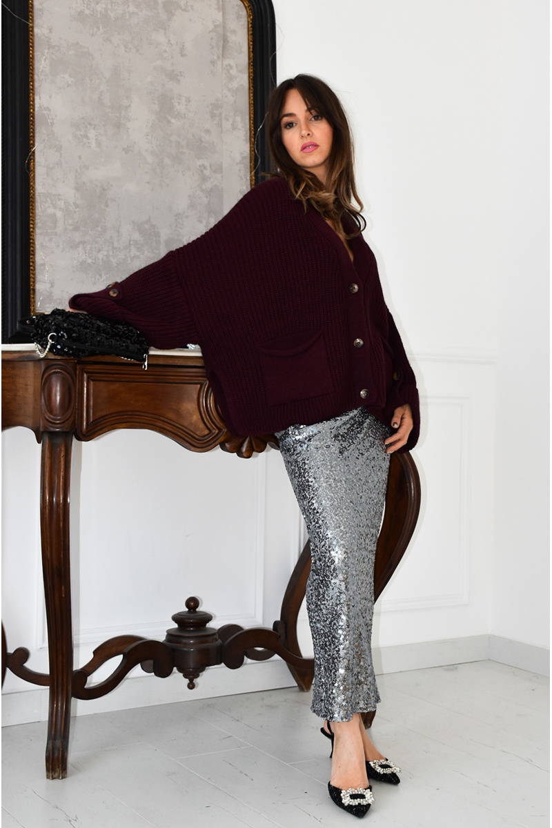Jupe Sequin Argent URIA Noho - 1 2
