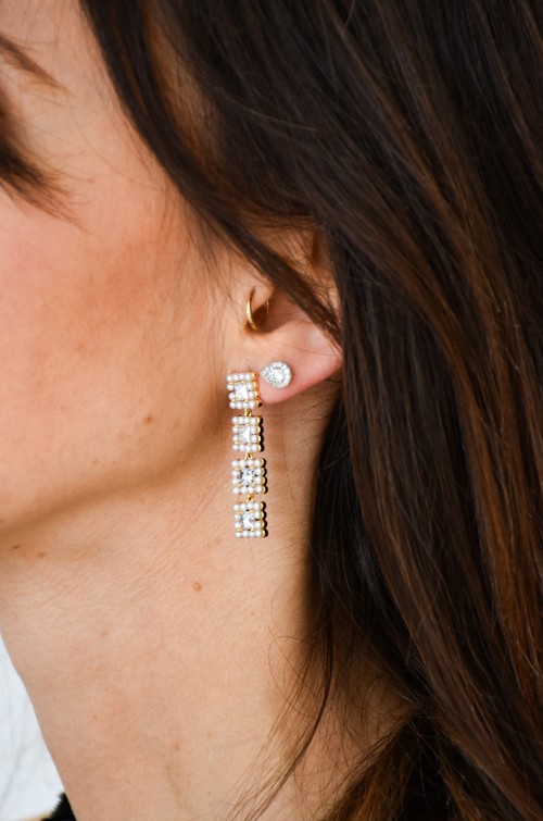 LULU BIJOUX STRASS DORE BOUCLES D'OREILLES Noho - 1
