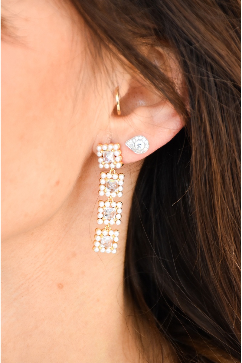 LULU BIJOUX STRASS DORE BOUCLES D'OREILLES Noho - 1 2