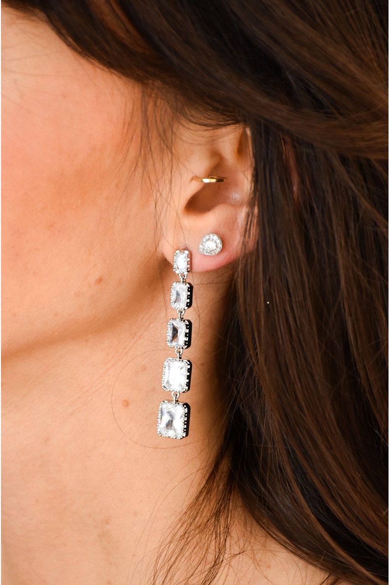LULU BIJOUX STRASS ARGENT BOUCLES D'OREILLES Noho - 1
