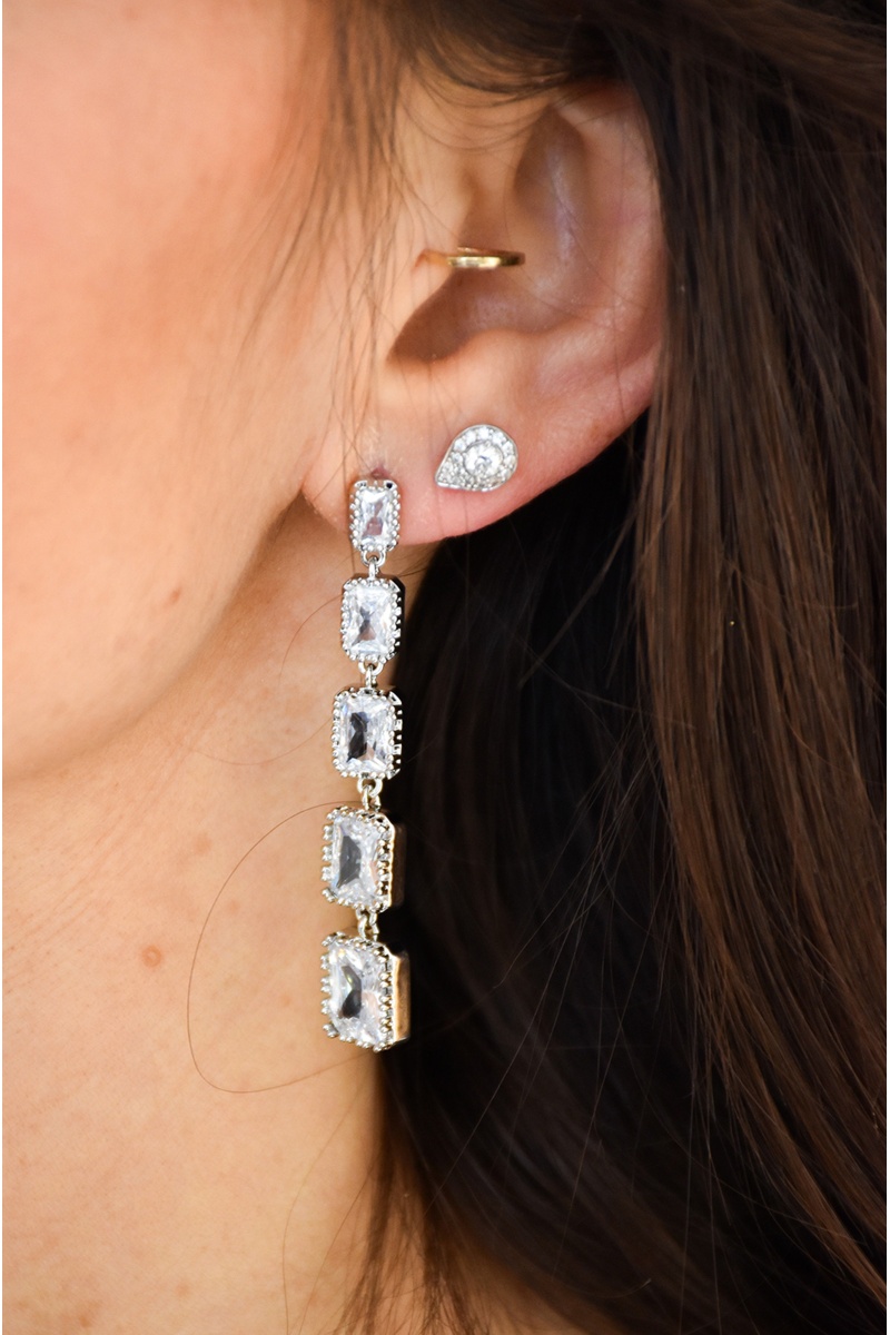 LULU BIJOUX STRASS ARGENT BOUCLES D'OREILLES Noho - 1 2