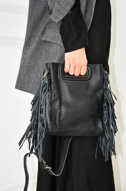 FLORA AND GEAN IMPORT FRANGE NOIR SAC FEMME