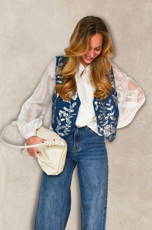 lai fashion STRASS JEANS GILET FEMME