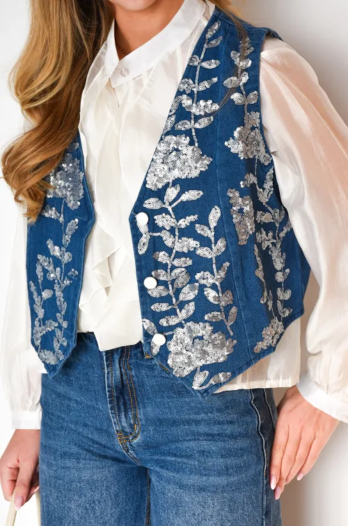 lai fashion STRASS JEANS GILET FEMME