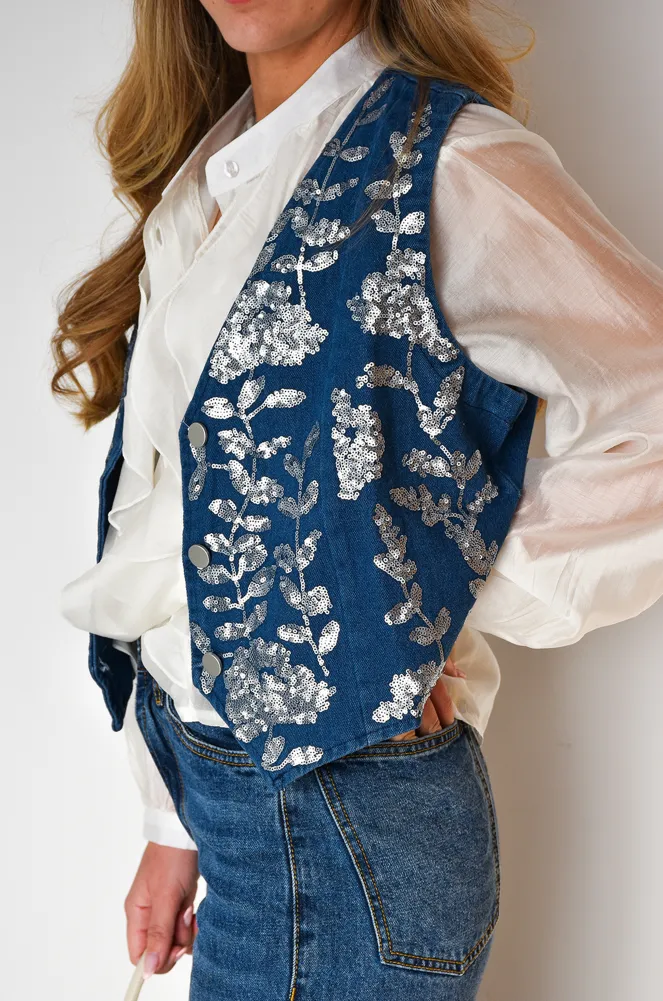lai fashion STRASS JEANS GILET FEMME