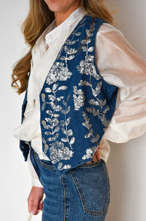 lai fashion STRASS JEANS GILET FEMME