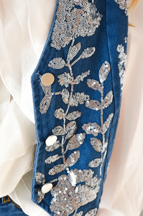 lai fashion STRASS JEANS GILET FEMME