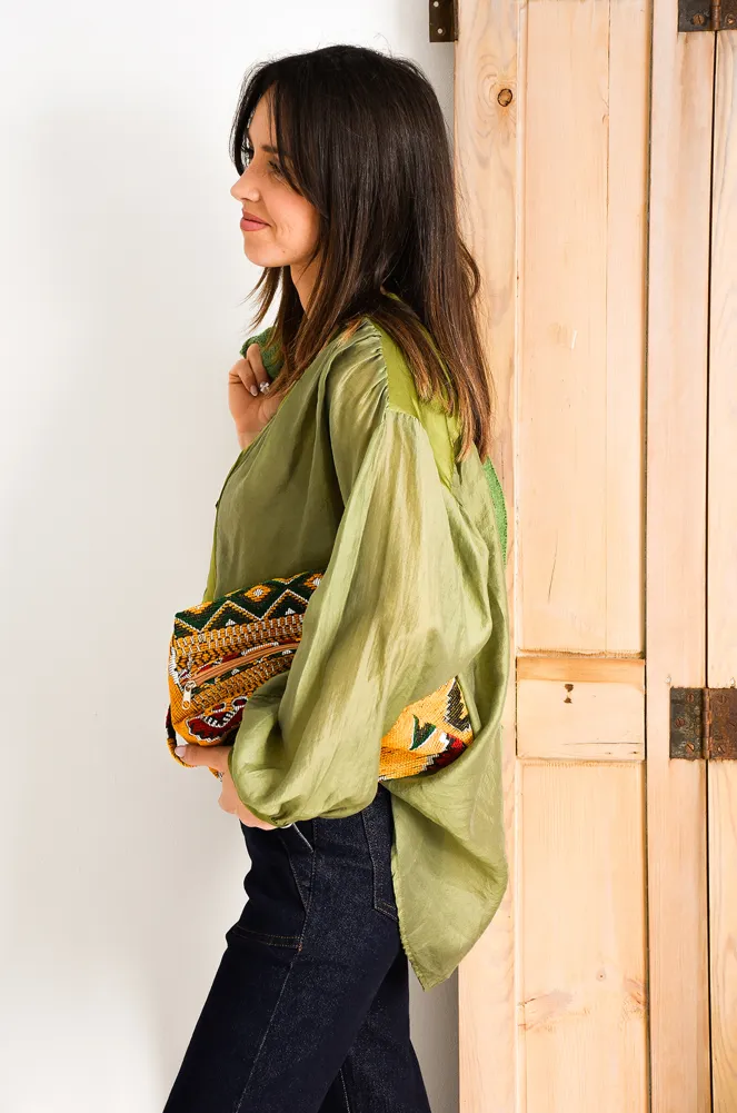 johanna toutoun SATINE OLIVE CHEMISIER