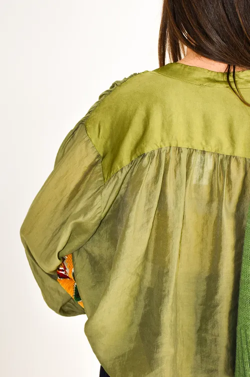 johanna toutoun SATINE OLIVE CHEMISIER