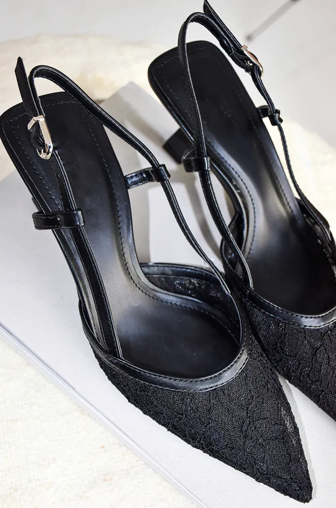 igdandco DENTEL NOIR CHAUSSURES TALONS FEMME