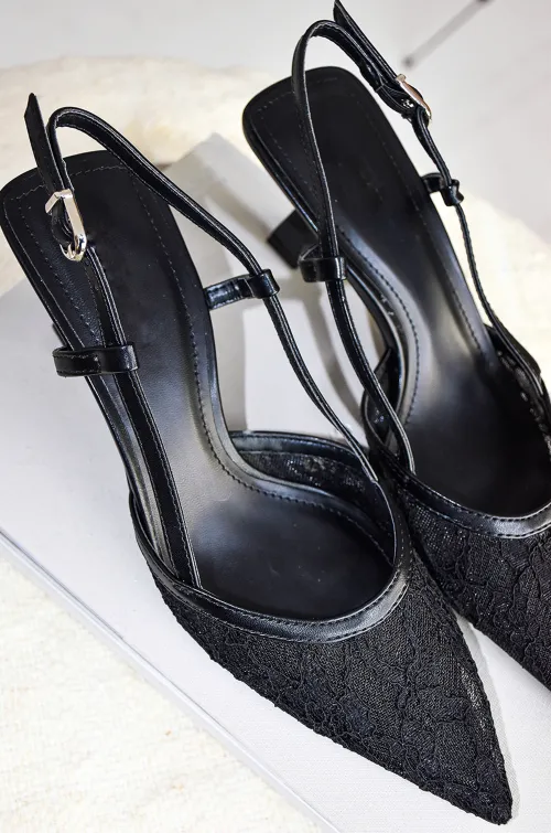 igdandco DENTEL NOIR CHAUSSURES TALONS FEMME