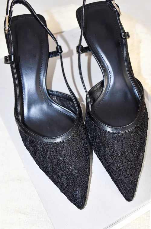 igdandco DENTEL NOIR CHAUSSURES TALONS FEMME