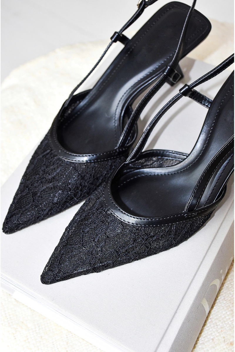 igdandco DENTEL NOIR CHAUSSURES TALONS FEMME