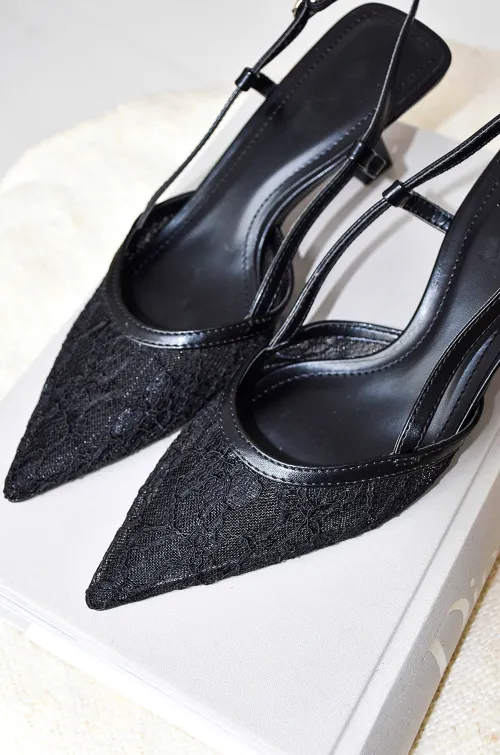 igdandco DENTEL NOIR CHAUSSURES TALONS FEMME