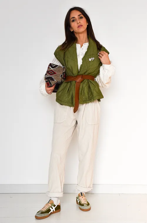 johanna toutoun VELOUR ECRU PANTALON FEMME