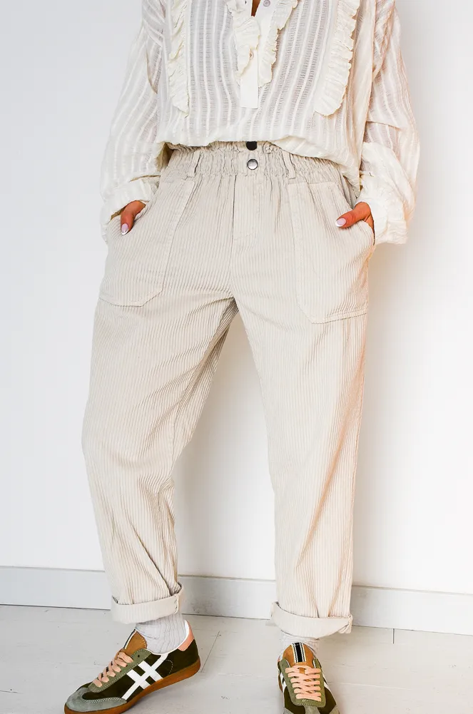 johanna toutoun VELOUR ECRU PANTALON FEMME