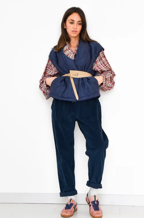 johanna toutoun VELOUR MARINE PANTALON FEMME