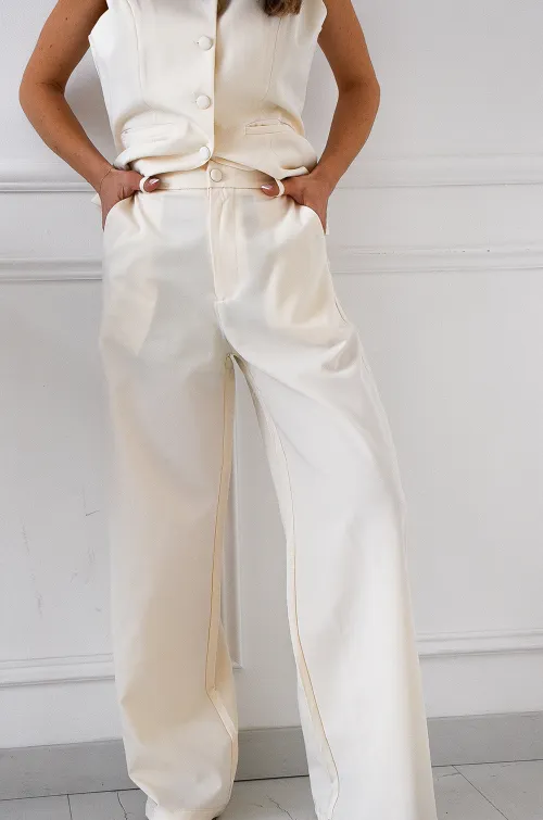 UNIKAPARIS SARL N.THREE  ECRU PANTALON FEMME