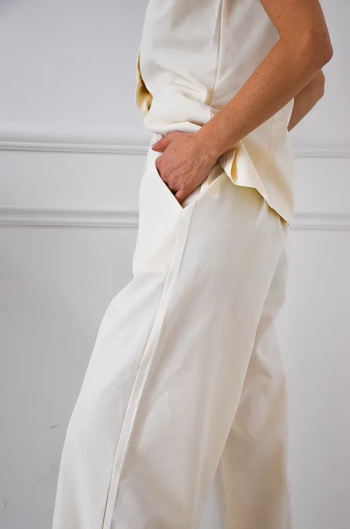 UNIKAPARIS SARL N.THREE  ECRU PANTALON FEMME