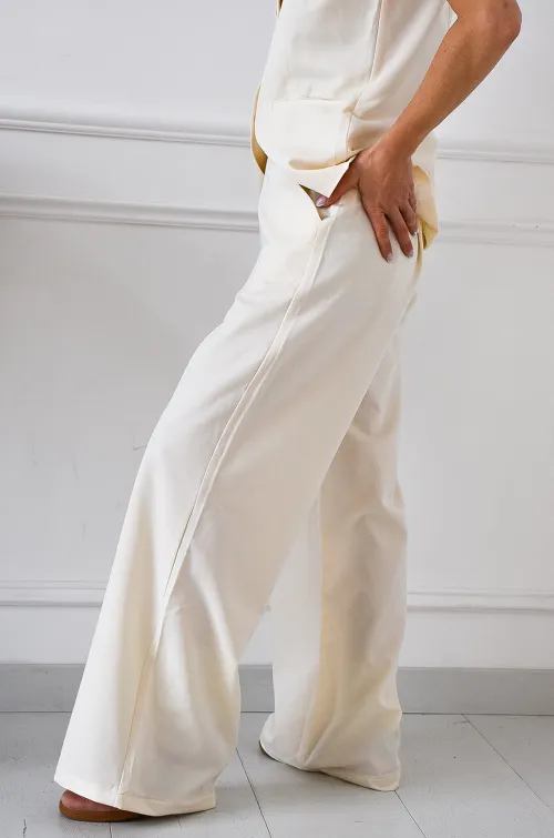 UNIKAPARIS SARL N.THREE  ECRU PANTALON FEMME