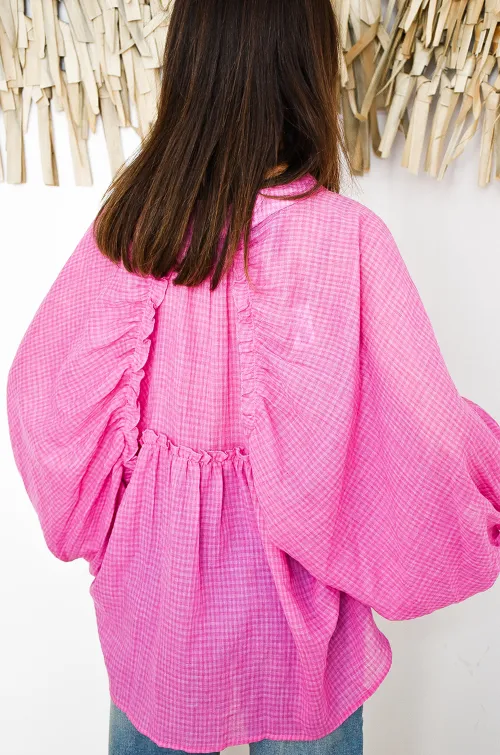 Chemisier Carreaux Rose ANITA