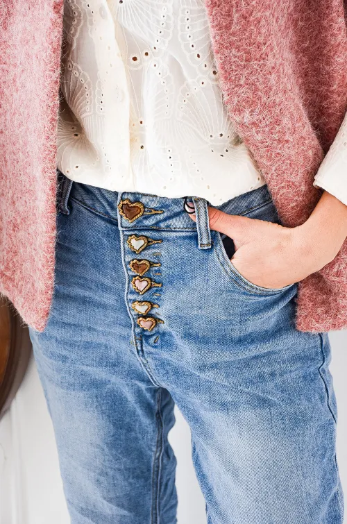 MODAS Y CREATIONES ANGELINA SL BOUTON DENIM PANTALON FEMME