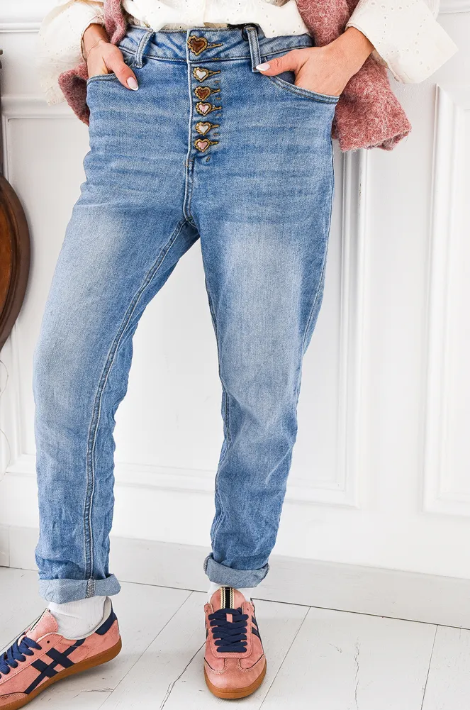 MODAS Y CREATIONES ANGELINA SL BOUTON DENIM PANTALON FEMME