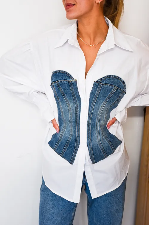 Chemisier Denim Blanc JOE