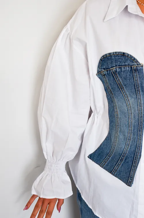 Chemisier Denim Blanc JOE