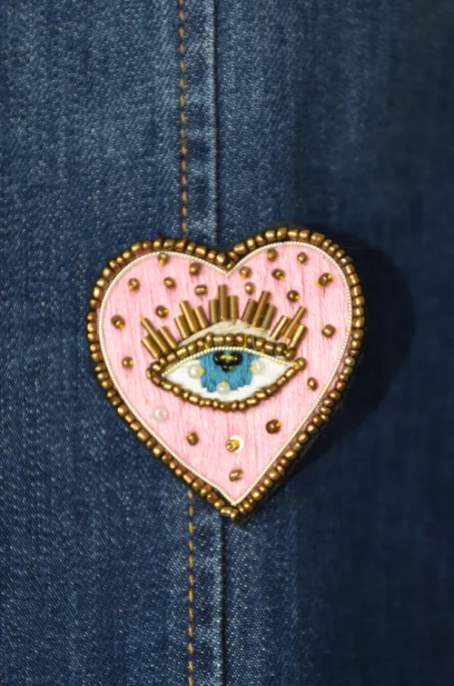 mila and stories COEUR ROSE BROCHE