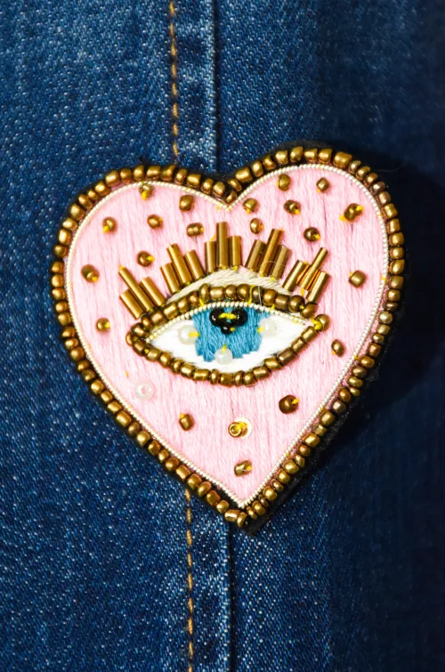 mila and stories COEUR ROSE BROCHE