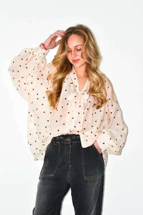 SEE YOU AGAIN SARL AROMA COEUR ECRU BLOUSE