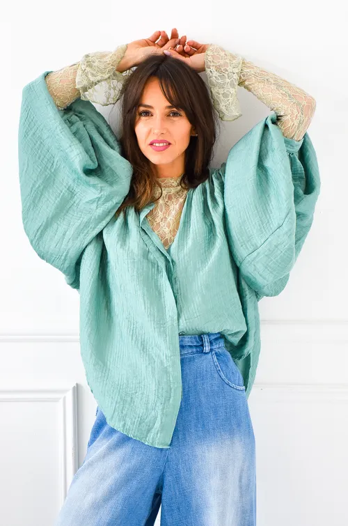 Chemisier Satiné Aqua CARLA