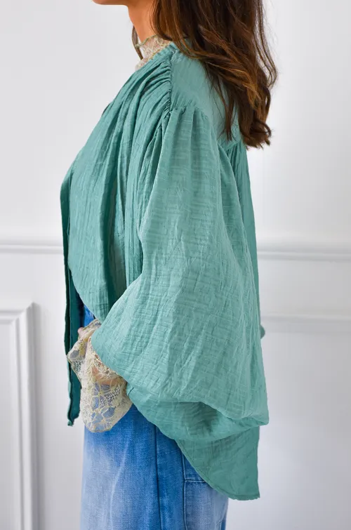 Chemisier Satiné Aqua CARLA