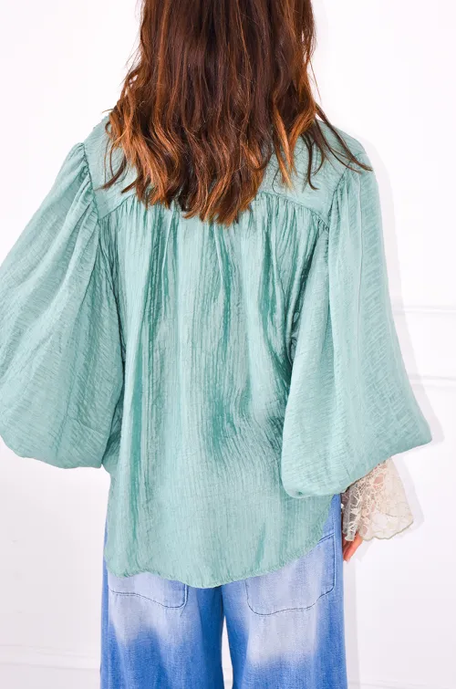 Chemisier Satiné Aqua CARLA