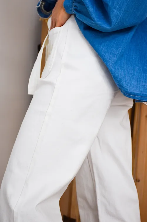 musy muse BRODE BLANC PANTALON FEMME