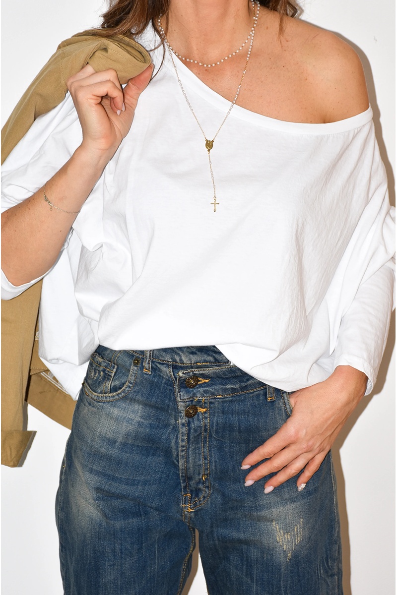 johanna toutoun COLRON BLANC T-SHIRT ML FEMME