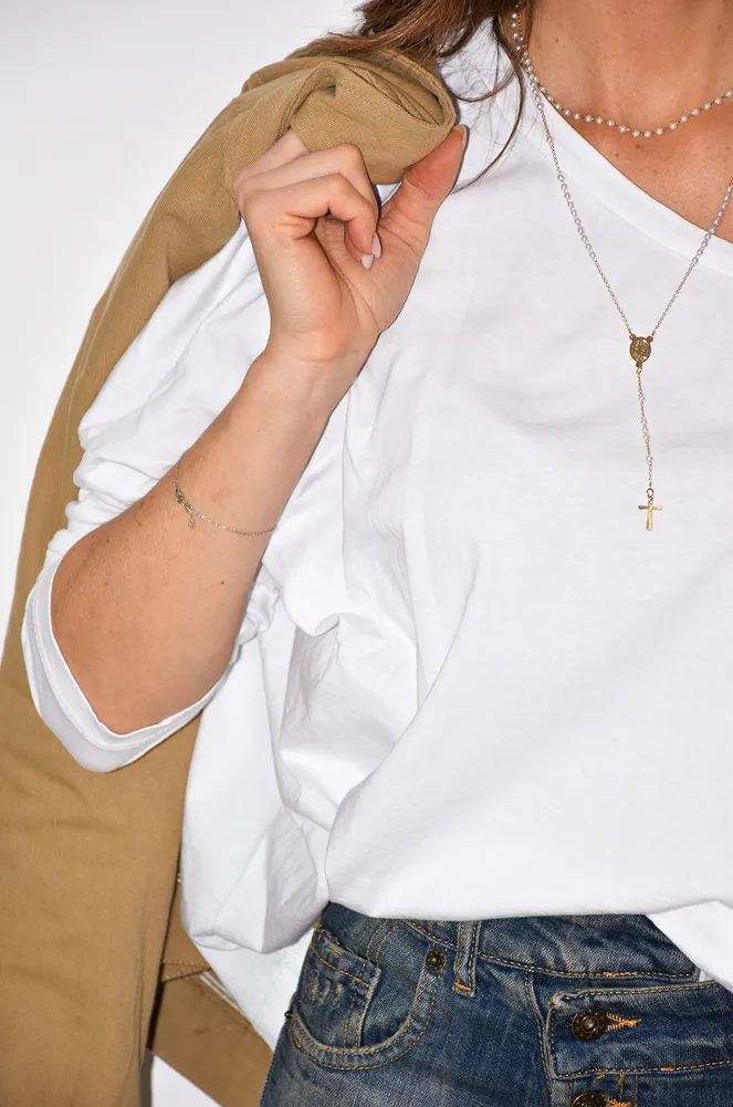 johanna toutoun COLRON BLANC T-SHIRT ML FEMME