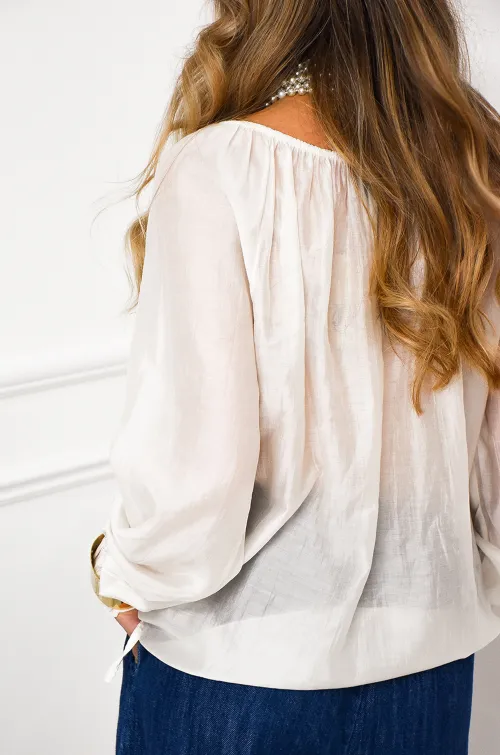 johanna toutoun VOLANT ECRU BLOUSE